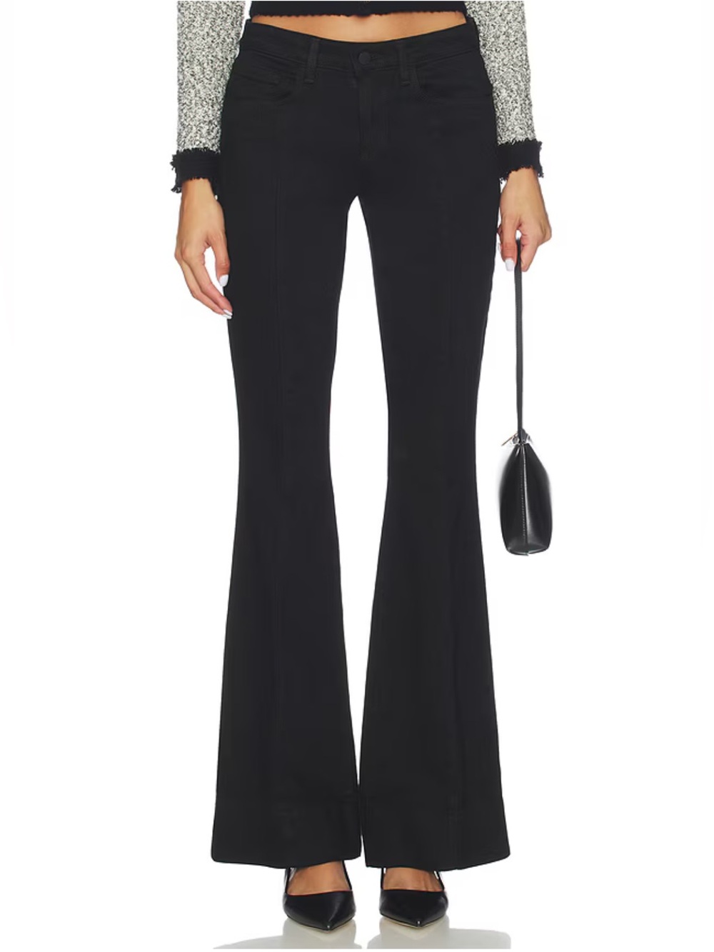 L'AGENCE Lenora Low Rise Seamed Flair In Noir Jeans Size 25 - Picture 2 of 14